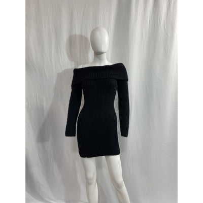 Reformation 'Jayne' Black Foldover Sweater Mini Dress Size XS