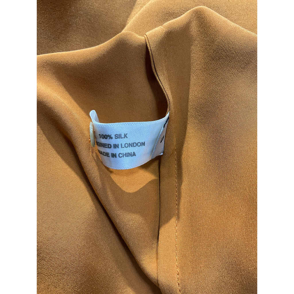 Asceno 'Prague' Orange Silk Satin Shirt Size S