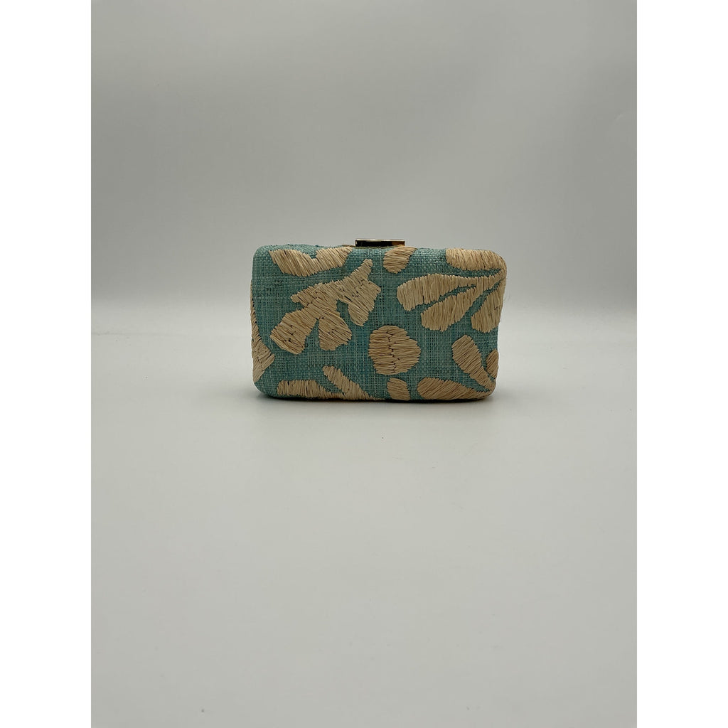 Kayu Frances Blue Woven Straw Clutch Size OS