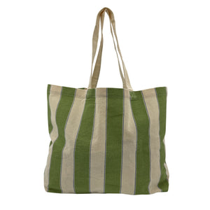 Sézane Striped Green Bonjour Tote Bag