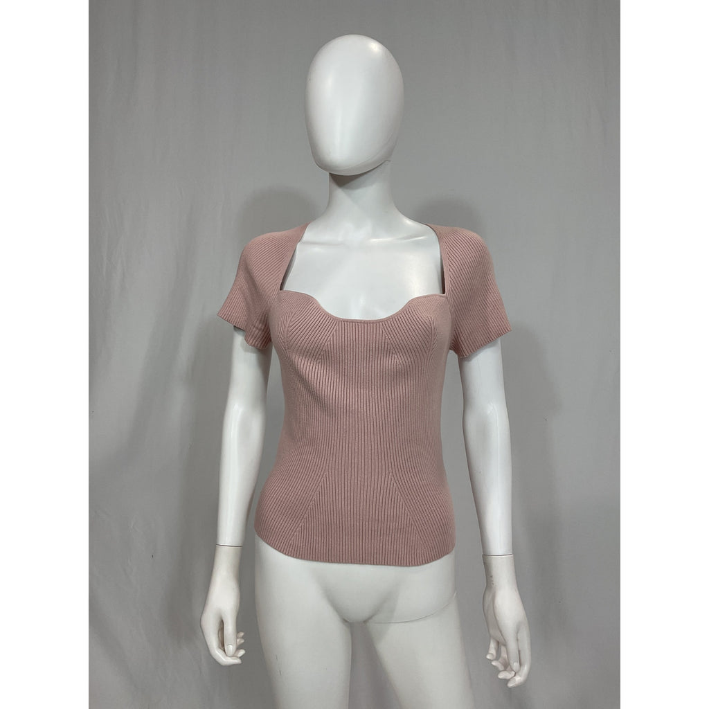 Pistola Denim 'Tiff' Pink Sweetheart Neck Sweater Size L