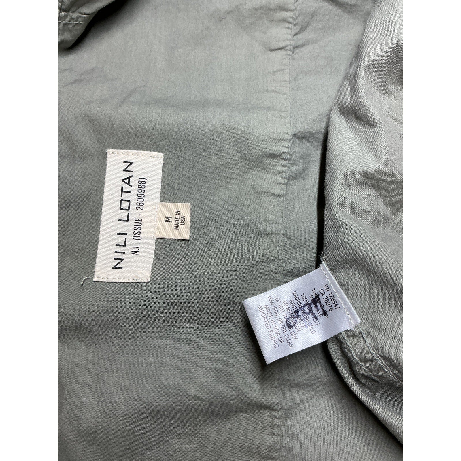 Nili Lotan 'Raphael' Green Cotton Classic Shirt Size M