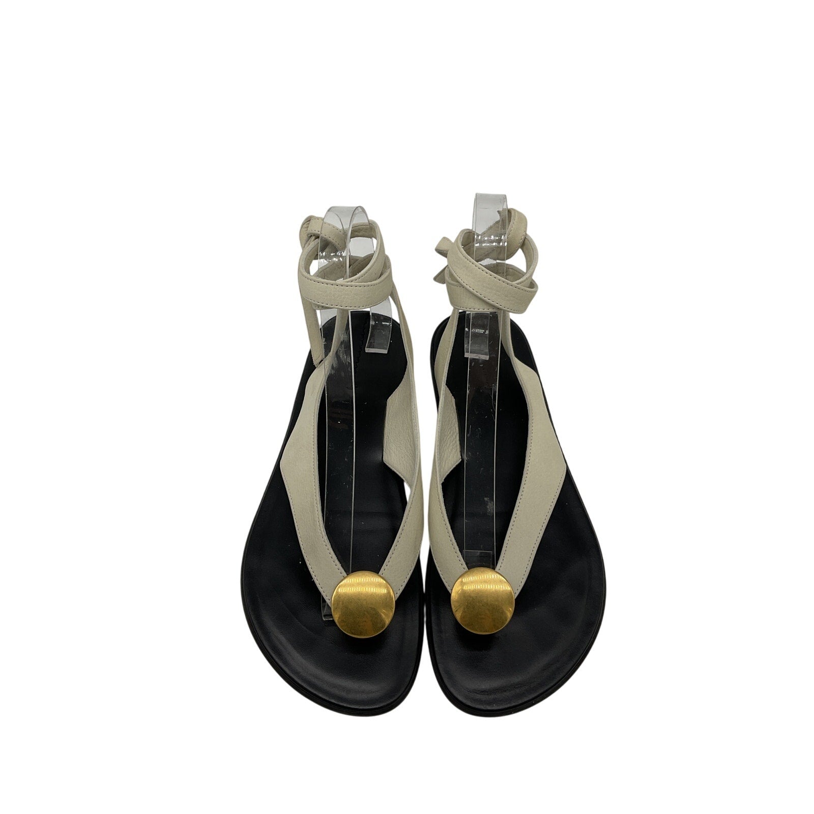 The Row 'Charm' Cream Leather Beach Sandal Size 36