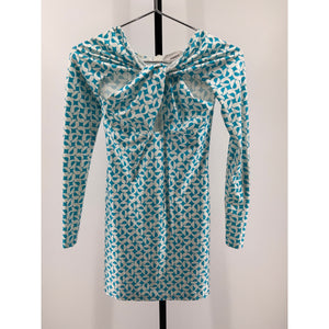 Coperni 'Twisted' Blue Polyamide Cut Out Mini Dress Size XS