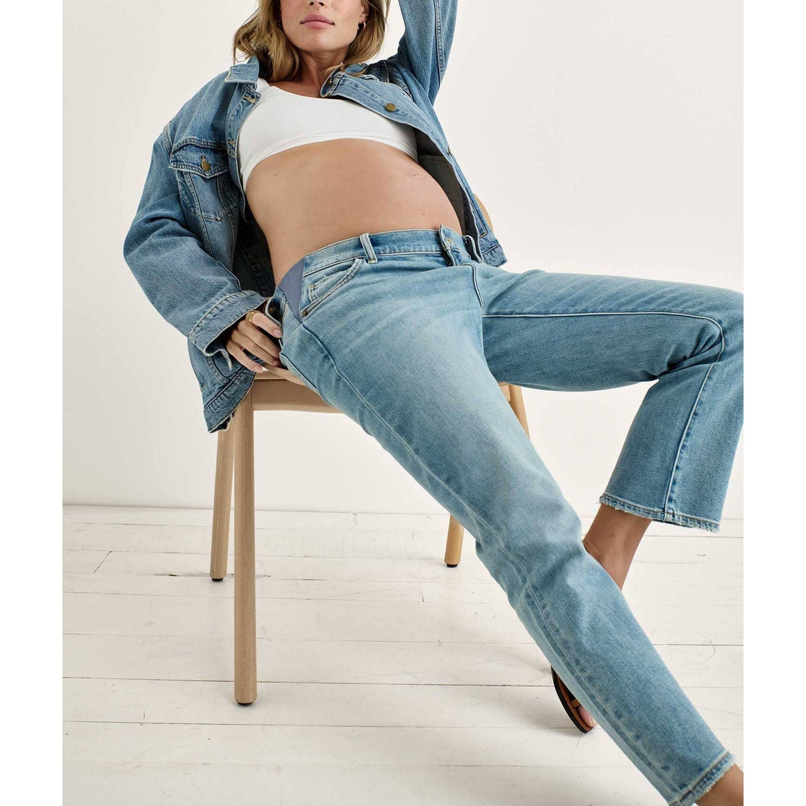 Hatch The Crop Blue Cotton Maternity Denim Jeans Size 32