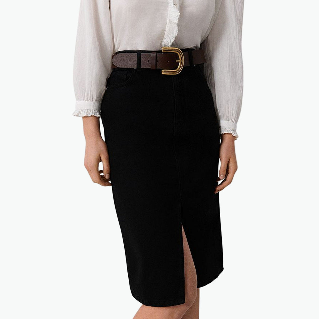 Ba&Sh 'Jude' Black Cotton Denim Pencil Skirt Size M