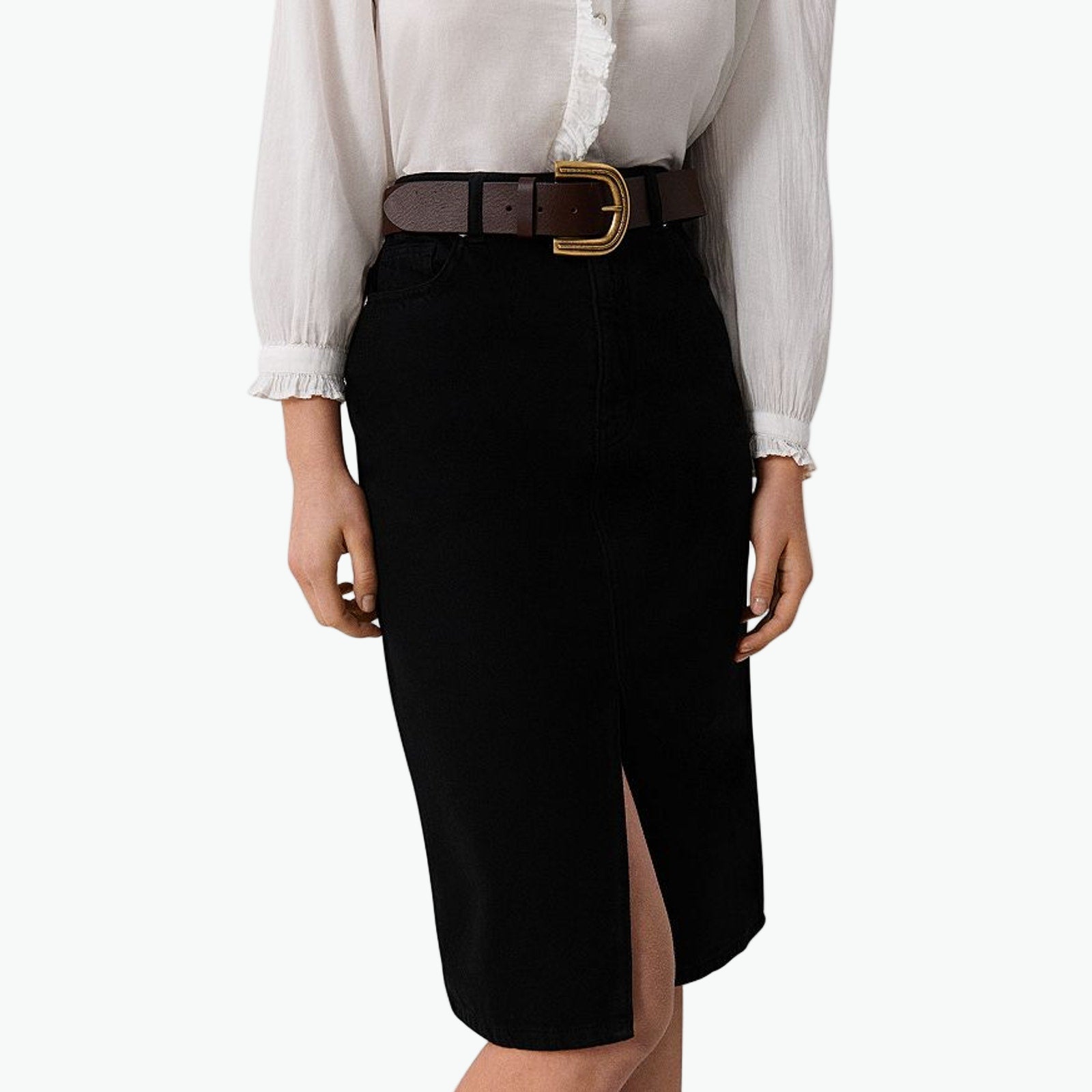 Ba&Sh 'Jude' Black Cotton Denim Pencil Skirt Size M