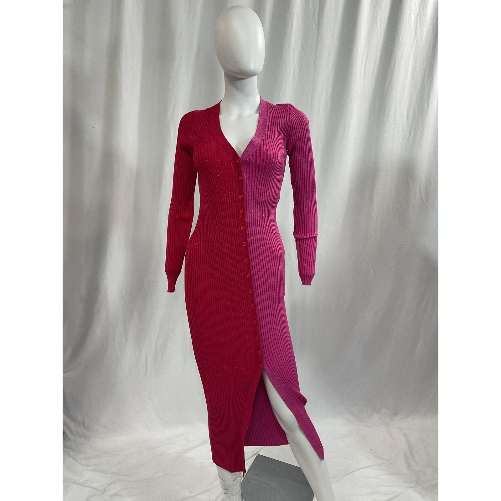Staud Pink 'Shoko' Lurex V Neck  Long Sleeve Sweater Size S - NWT