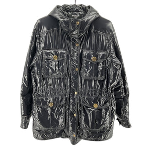 Balmain Glossy Hooded Puffer Jacket Size 42 FR / 10 US