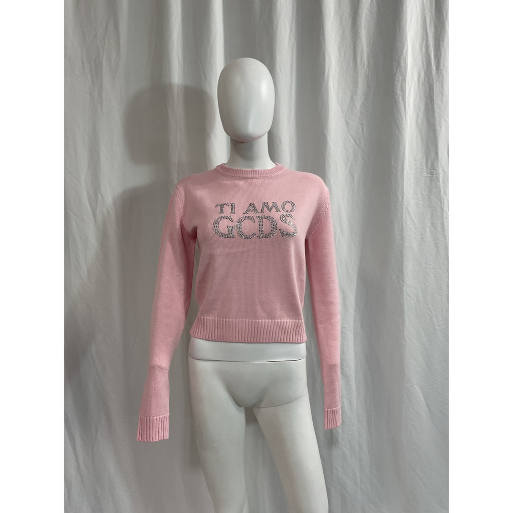 Gcds 'Ti Amo Bling' Pink Rhinestone Embellished Sweater Size S