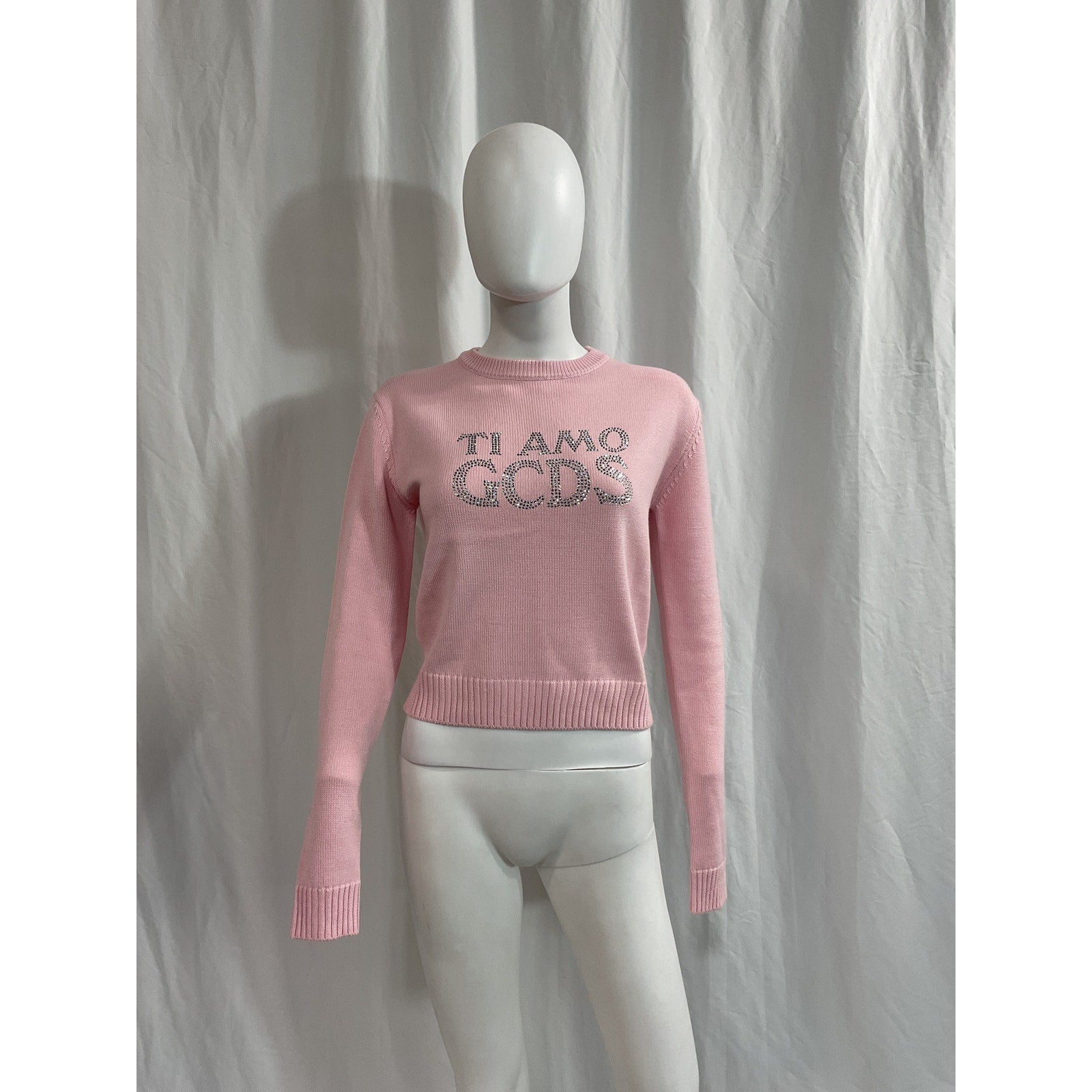 Gcds 'Ti Amo Bling' Pink Rhinestone Embellished Sweater Size S