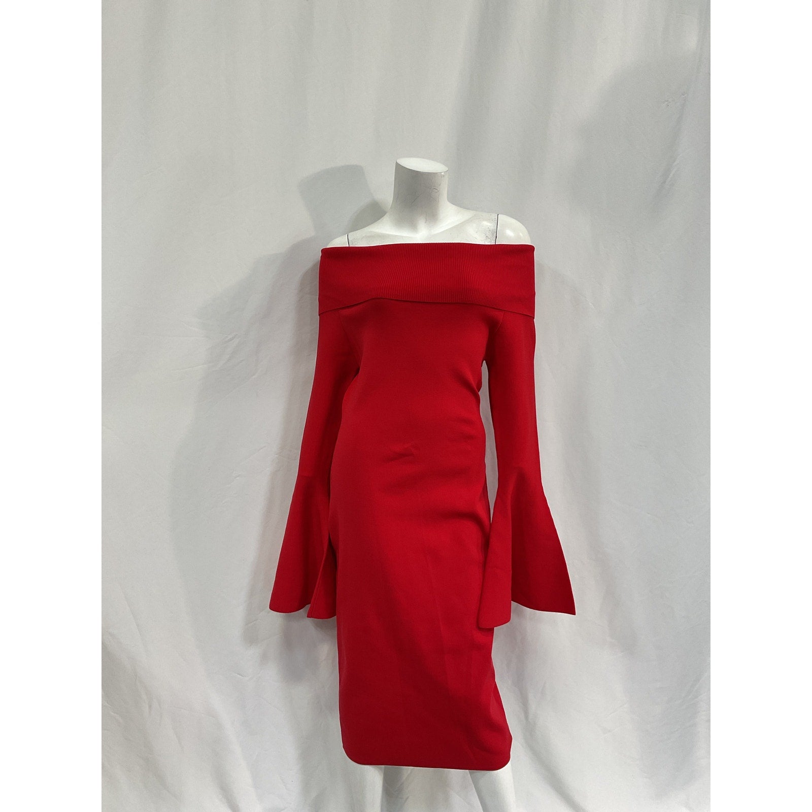 Solace London 'Mori' Red Viscose Midi Dress Size L