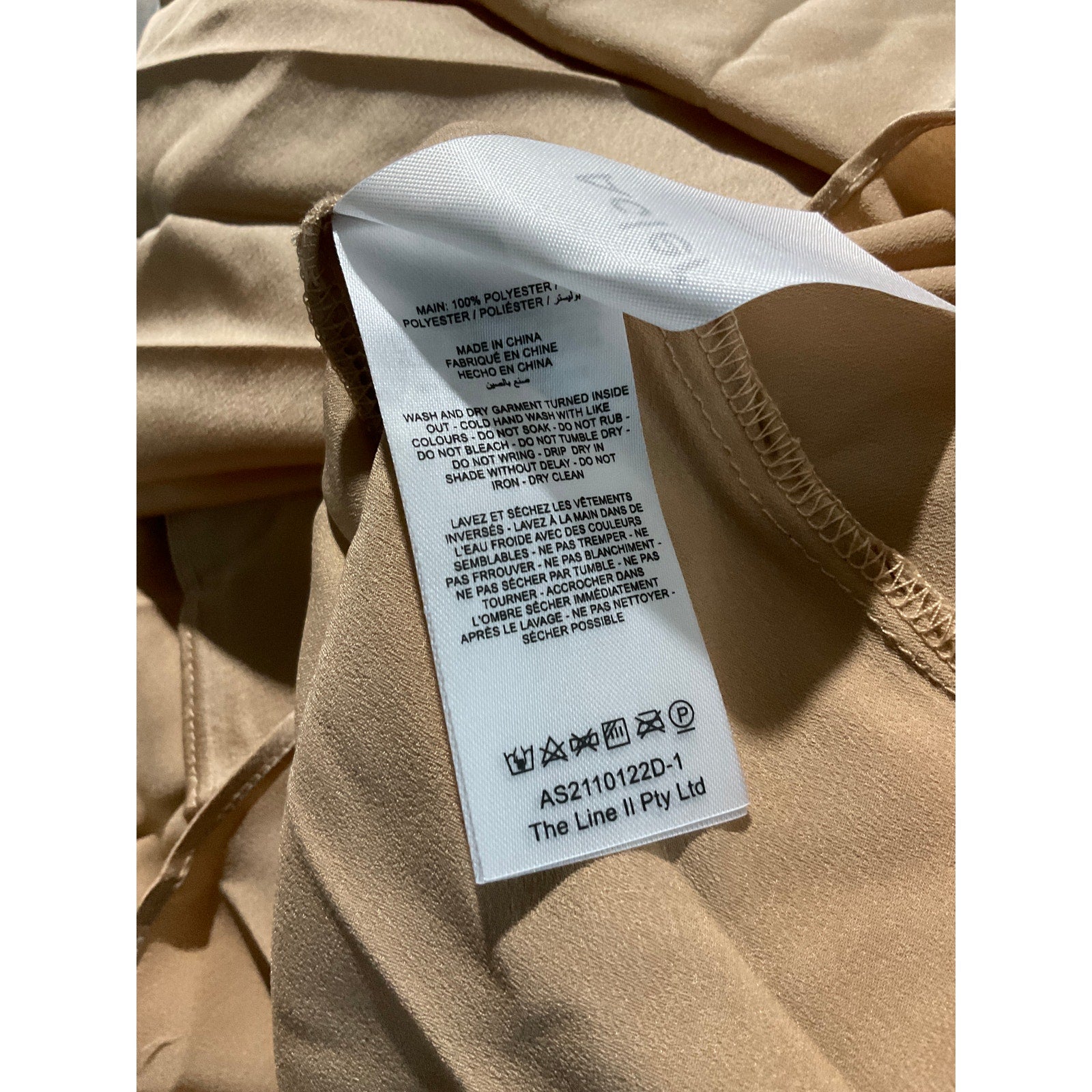 Acler 'Kalora' Tan Polyester Pleated Satin One-Shoulder Midi Dress Size 6