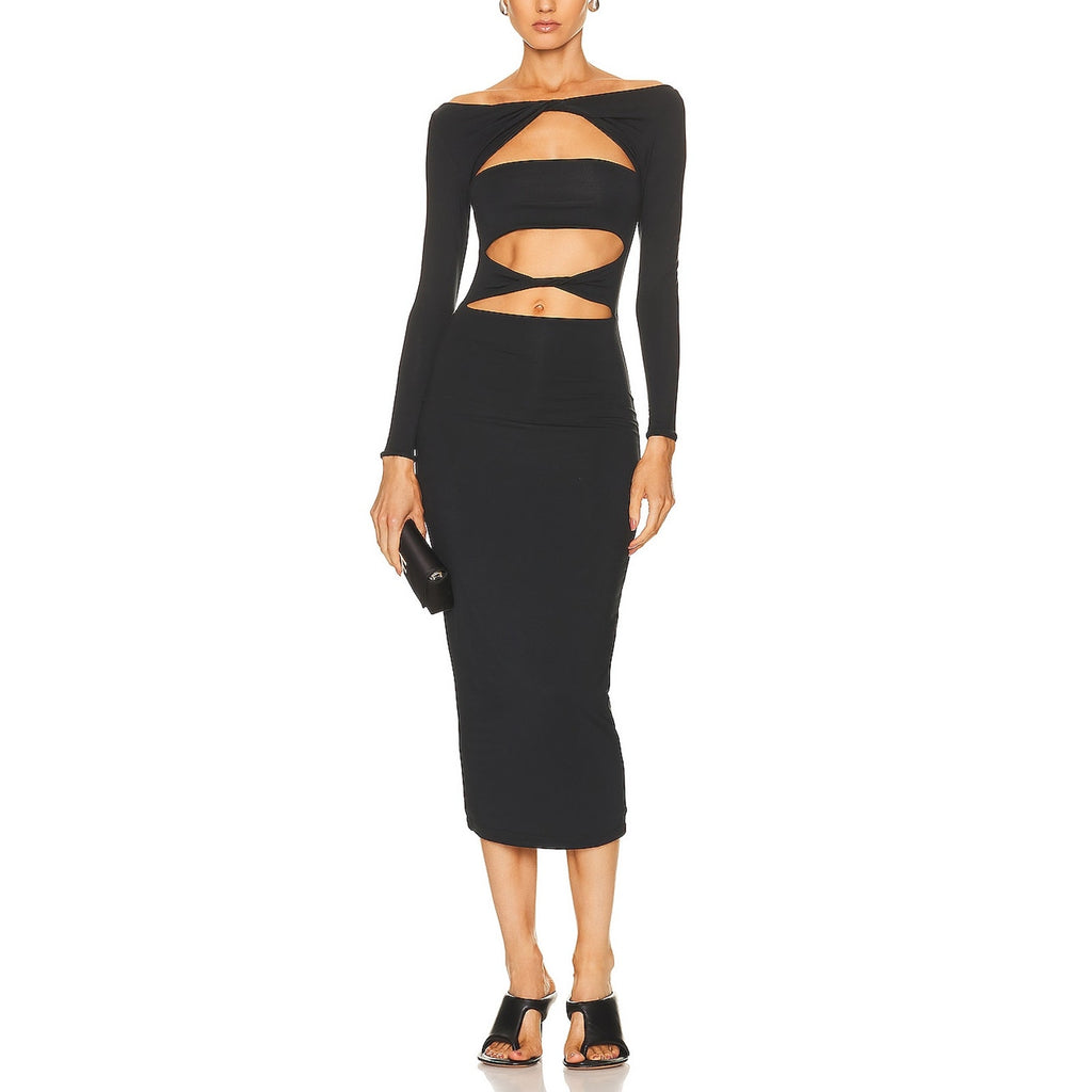 Ser.O.Ya 'Lotus' Black Cut Out Dress Size S