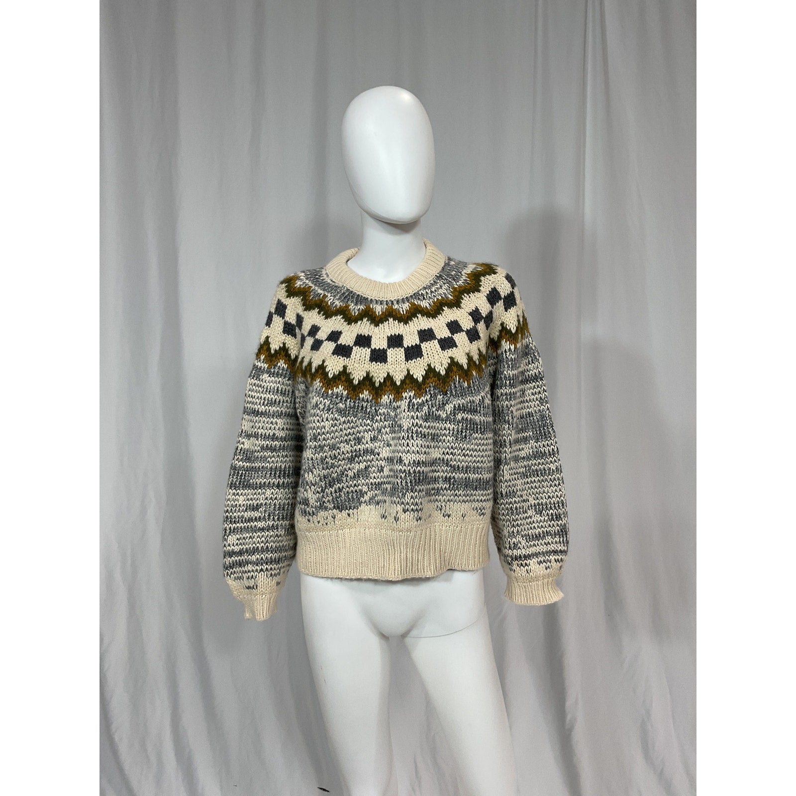 The Great 'The Geo' Tan Check Alpaca-Blend Sweater Size 2