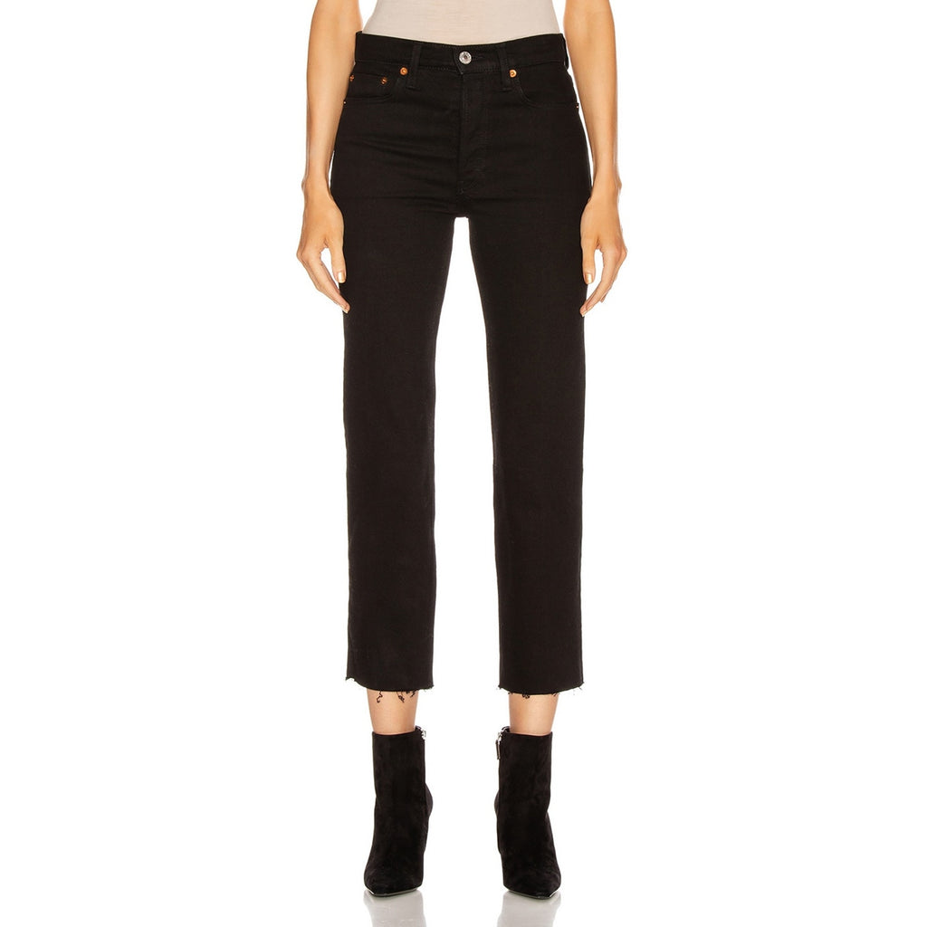 Re/Done High Rise 'Stove' Black Pipe Denim Jean Size 30