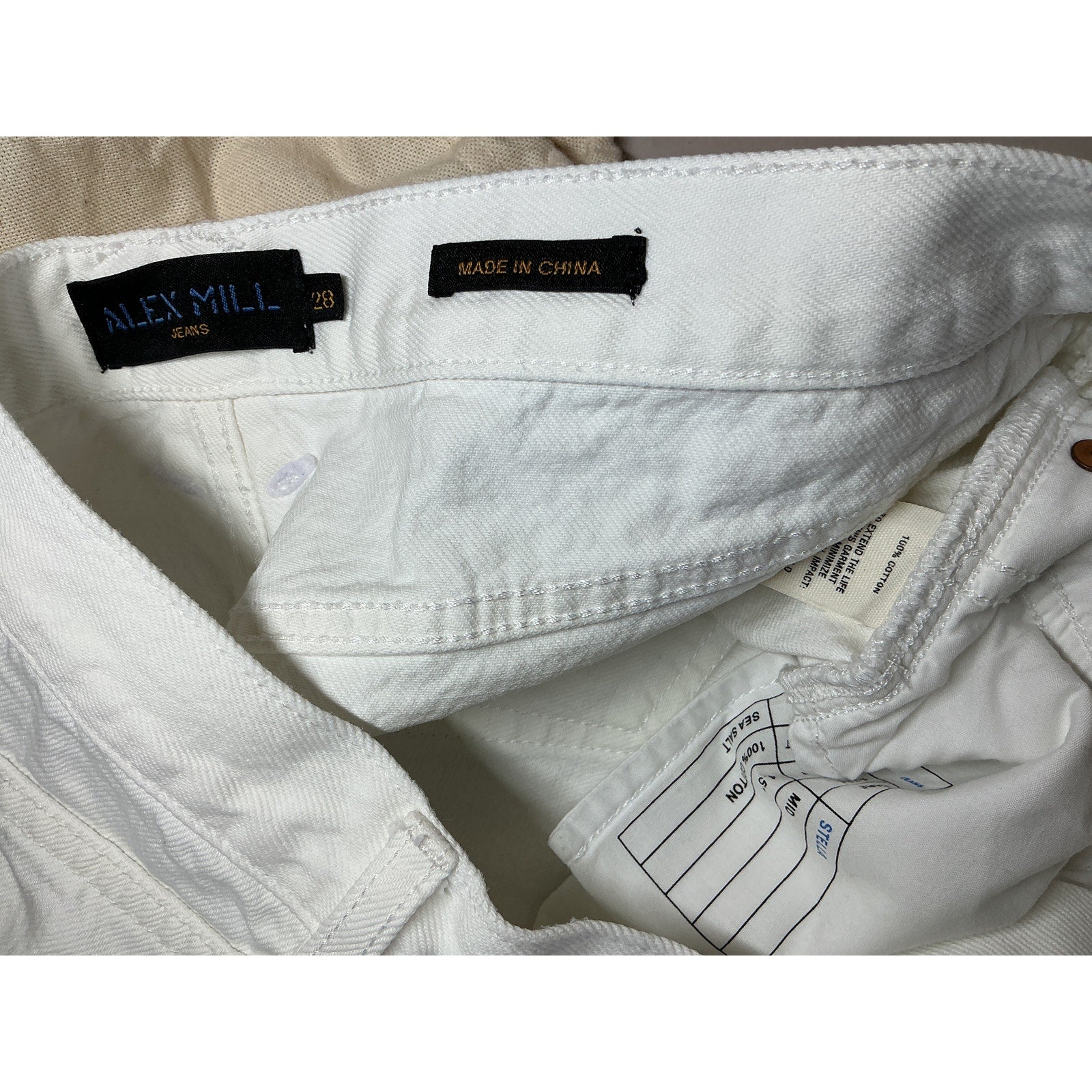 Alex Mill 'Stella' White Cotton Denim Short Size 28