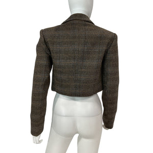 Astr The Label Cropped Brown Blue Multi Siarah Jacket Size XS