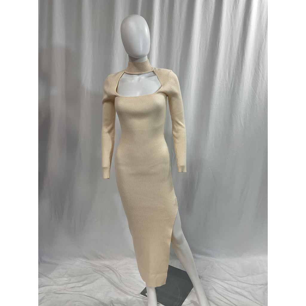 Jonathan Simkhai 'Kenny' White Rib Front Cut Out Dress Size S