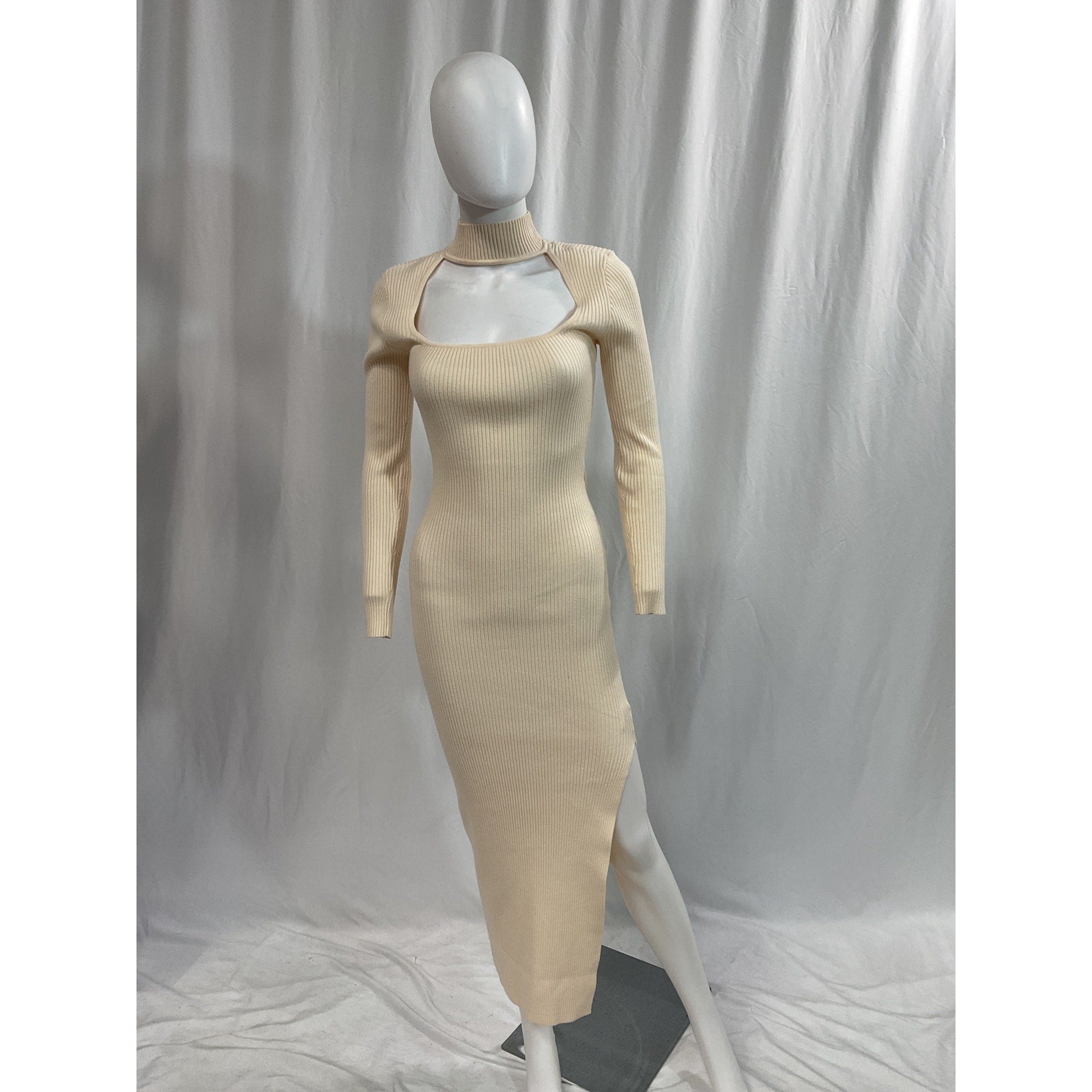 Jonathan Simkhai 'Kenny' White Rib Front Cut Out Dress Size S