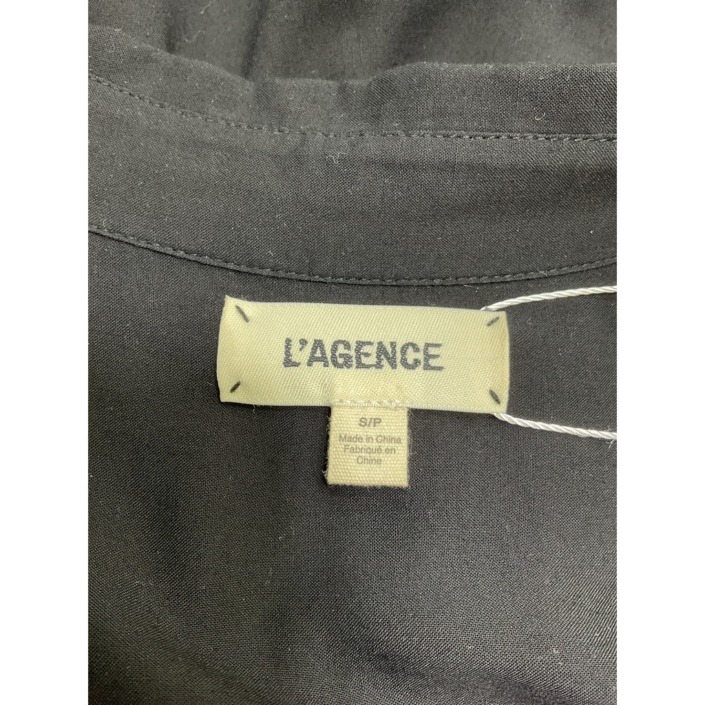L'Agence Black Viscose Ryan Three-Quarter Sleeve Blouse Size S