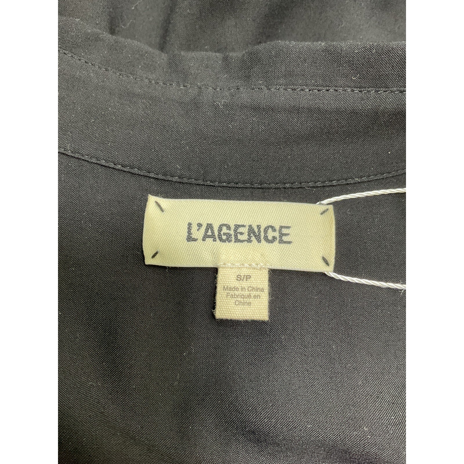 L'Agence Black Viscose Ryan Three-Quarter Sleeve Blouse Size S