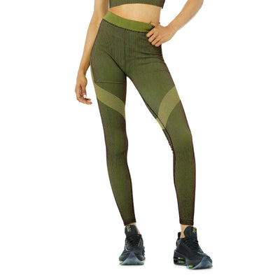 Alo Yoga Seamless Green Illusion Leggings Size M