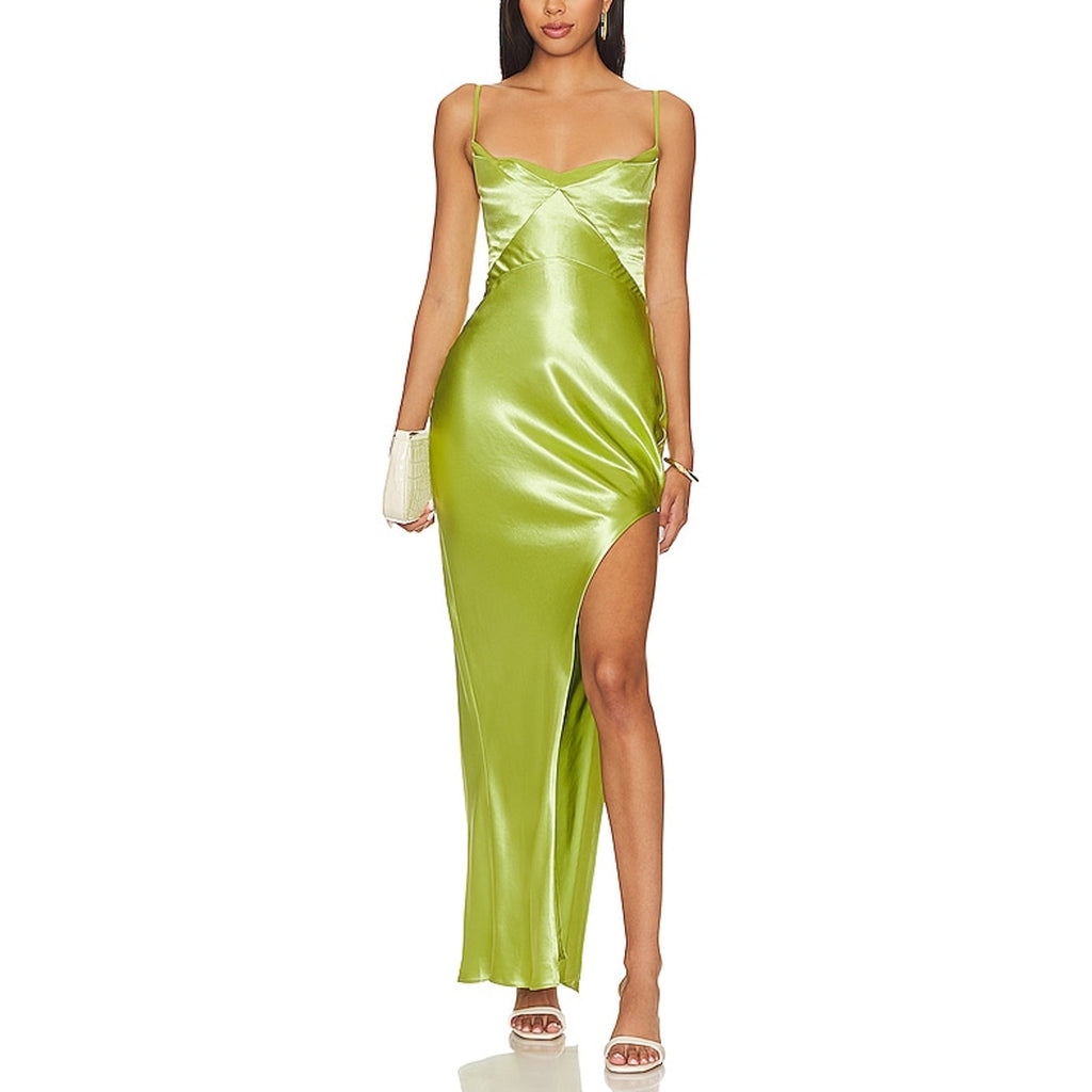 Nicholas 'Ariah' Green Satin Cowl Draped Midi Dress Size 2