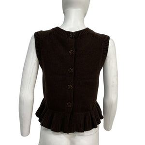 Cecilie Bahnsen Ruffled Brown Bill Knit Top Size M NWT