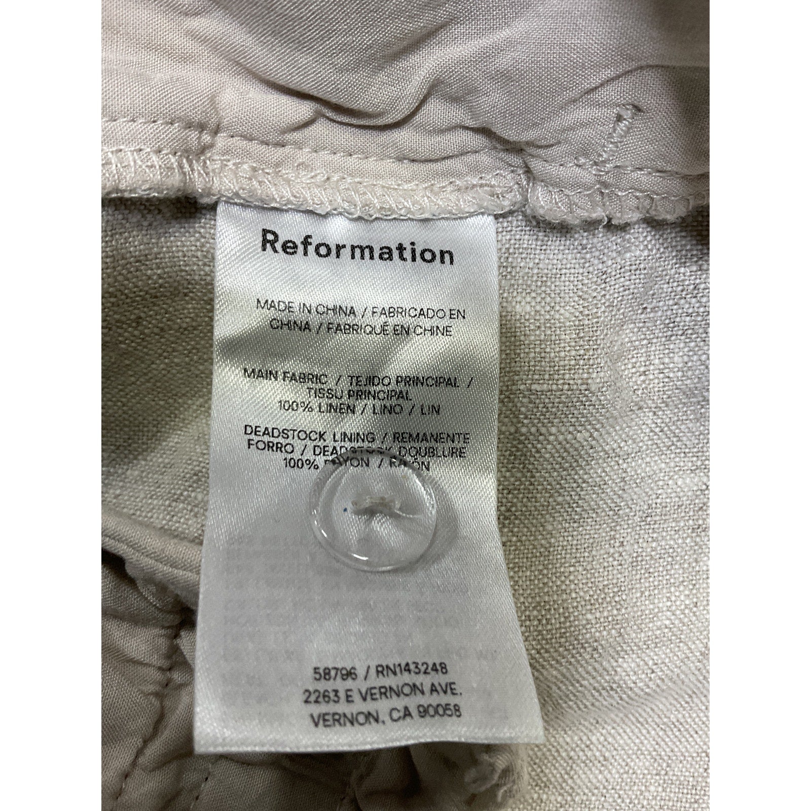 Reformation 'Vesta' Tan Pant Size 4