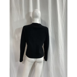 Vince Ribbed Black Button-Front Cardigan Size L