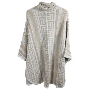 Balmain Lurex Ivory White Monogram Knit Poncho Size 1 EU NWT