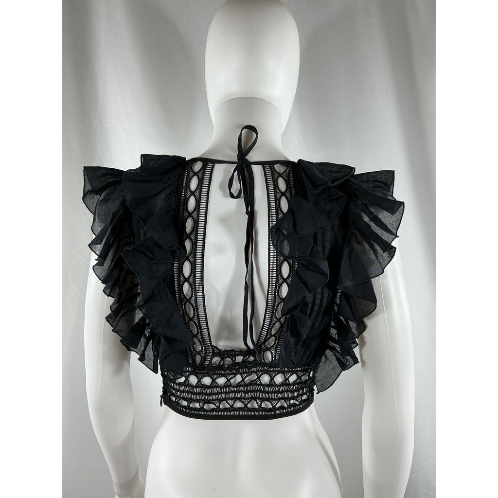 Charo Ruiz 'Veronica' Black Cotton Top Size XS