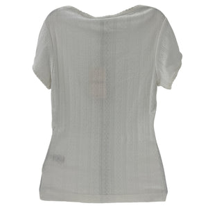 Dôen Pointelle White Pauline Tee Size XS
