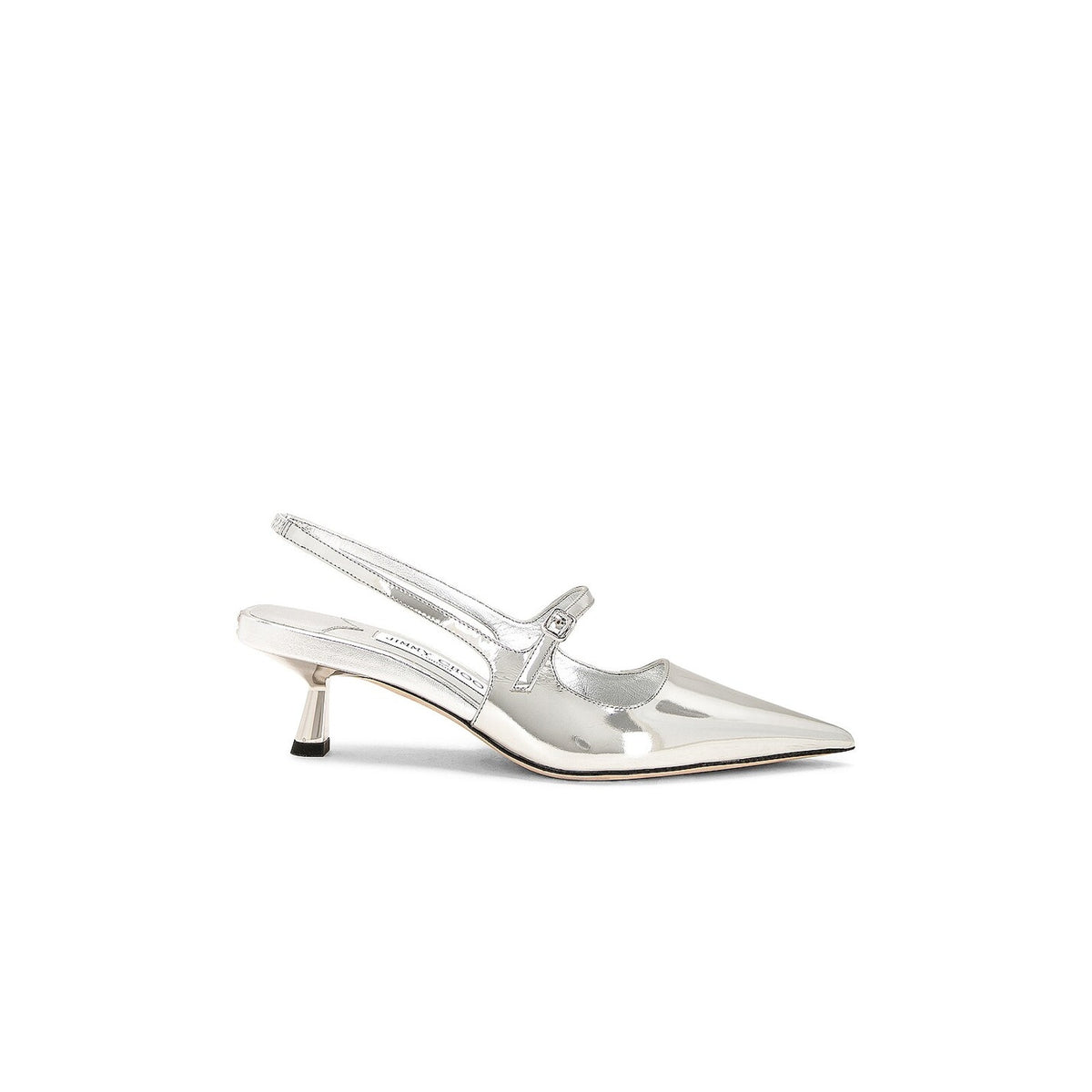 Jimmy Choo 'Didi 45' Silver Leather Metal Leather Slingback Pump Size IT 38.5 / US 8.5
