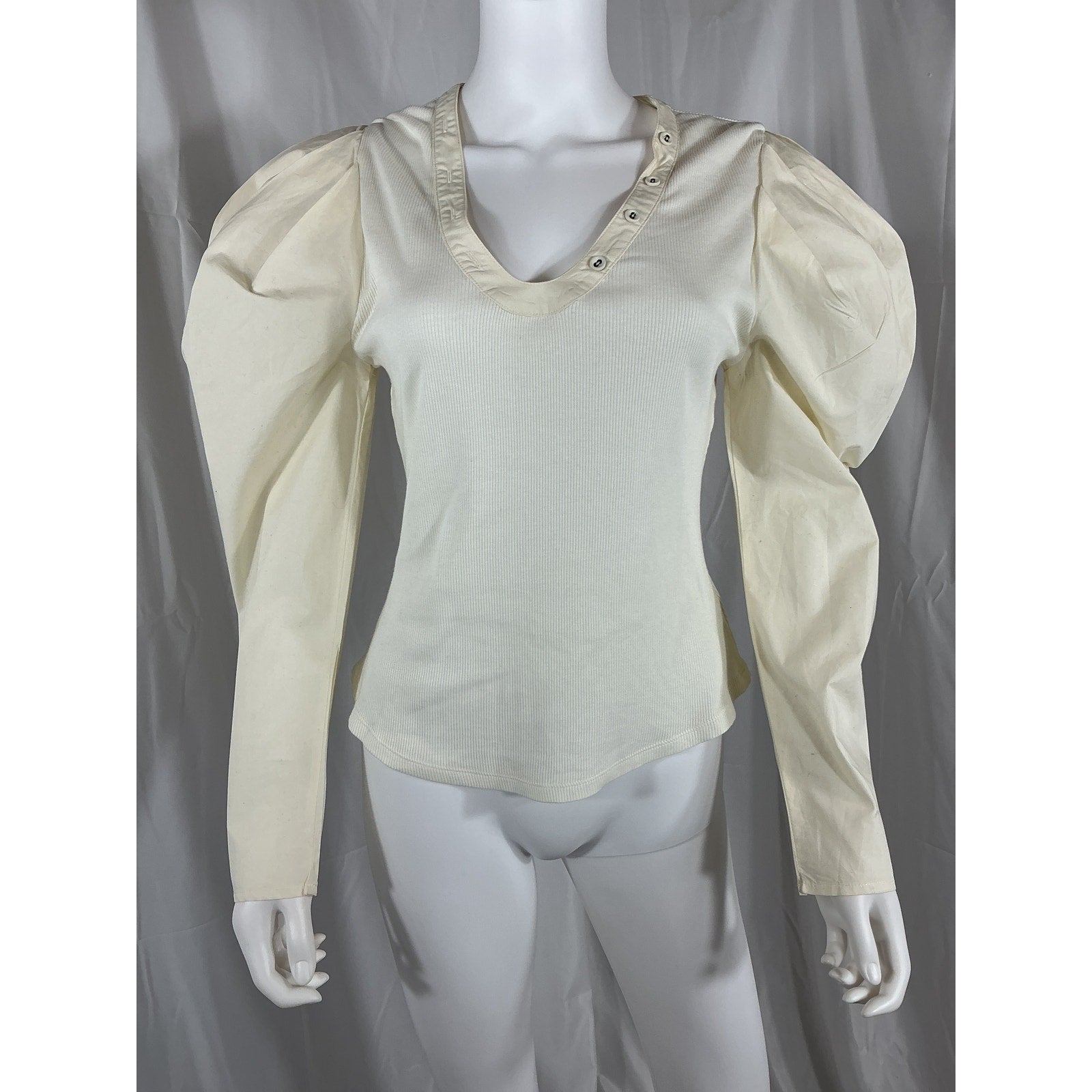 Ulla Johnson V-Neck White Long Sleeve V Neck Blouse Size M