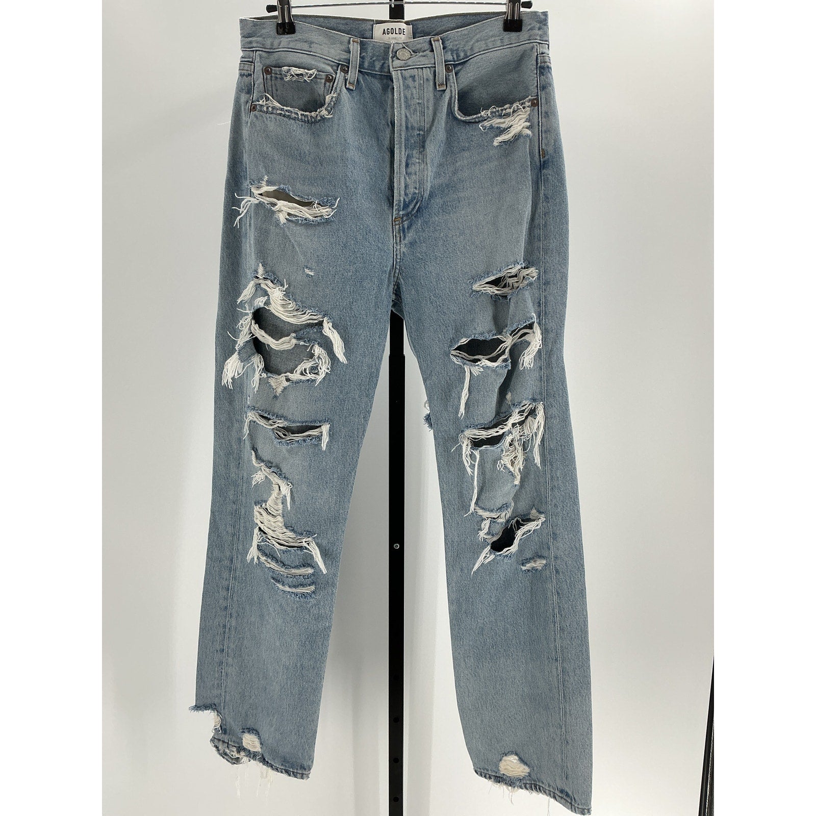 Agolde 90'S Blue Cotton Mid Rise Loose Jean Size 27