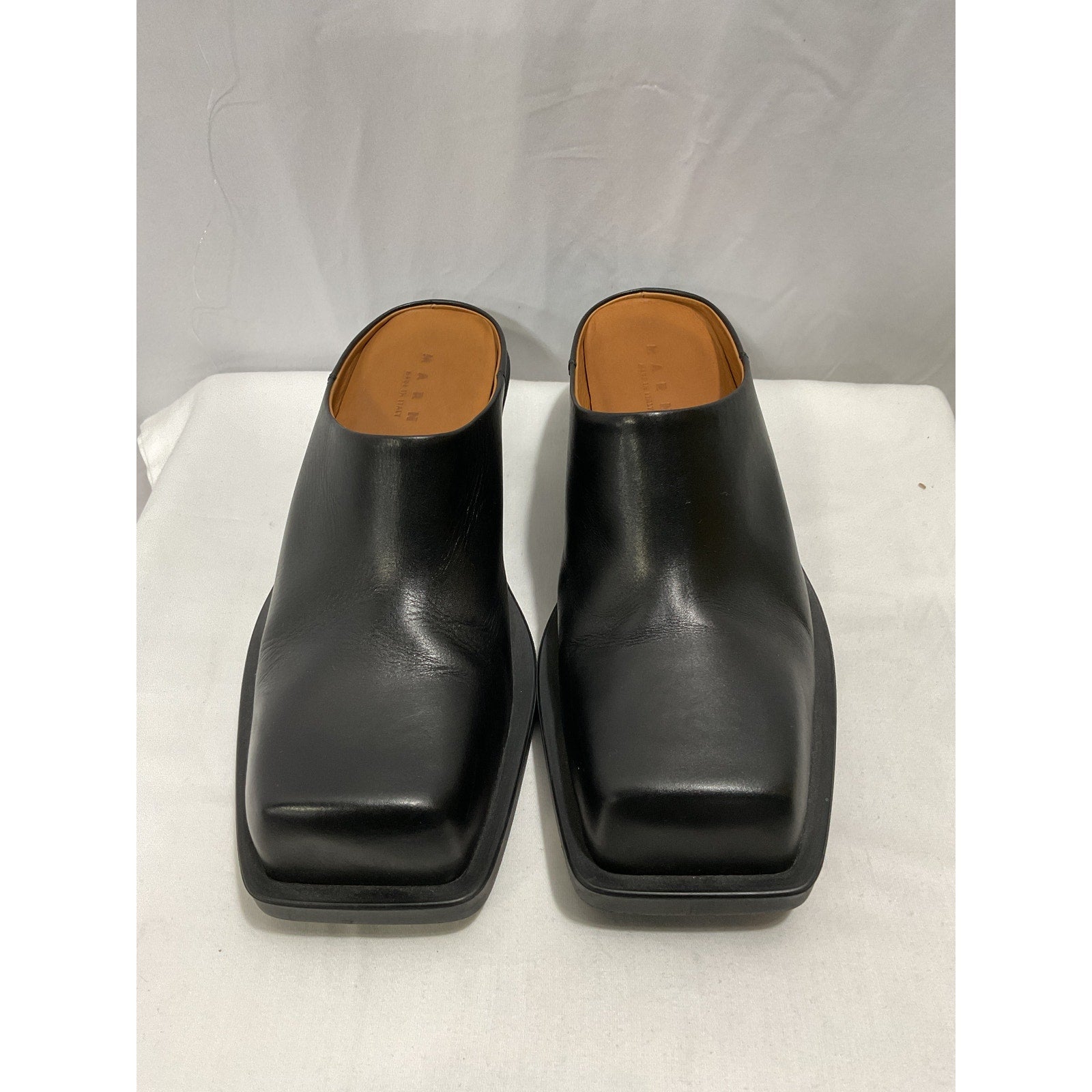 Marni 'Sabot' Black Leather Square Toe Clog Size 9