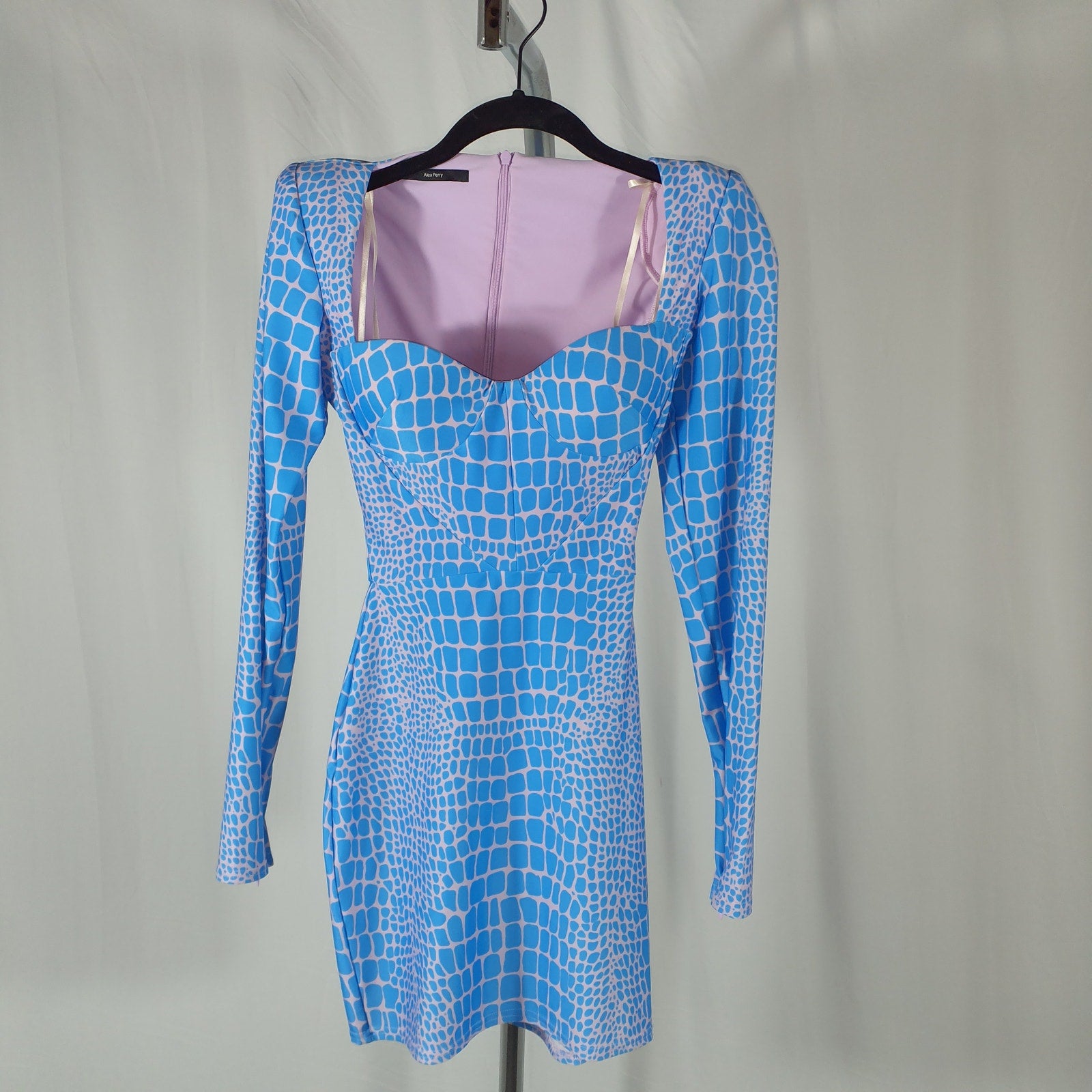 Alex Perry 'Howell' Blue Croc-Print Stretch-Jersey Mini Size XS