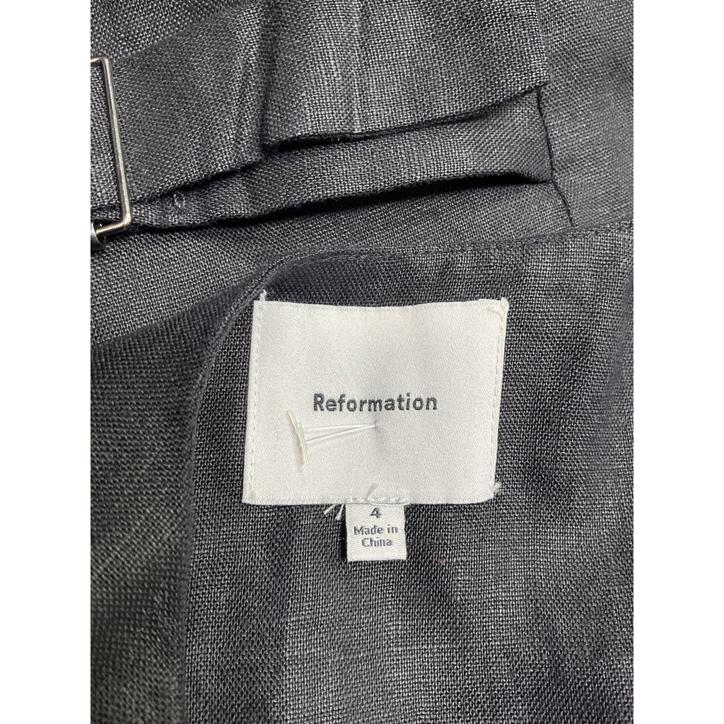 Reformation 'Sofia' Black Linen Cropped Linen Vest Size 4