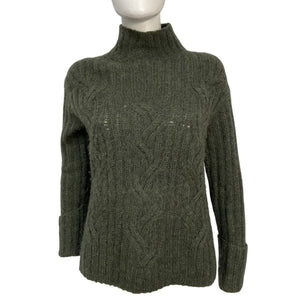 Vince Cozy Green Mirrored Cable Turtleneck Sweater Size XS