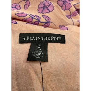 HATCH X A Pea In The Pod Feminine Peach Floral Flutter Sleeve Wrap Dress Size S