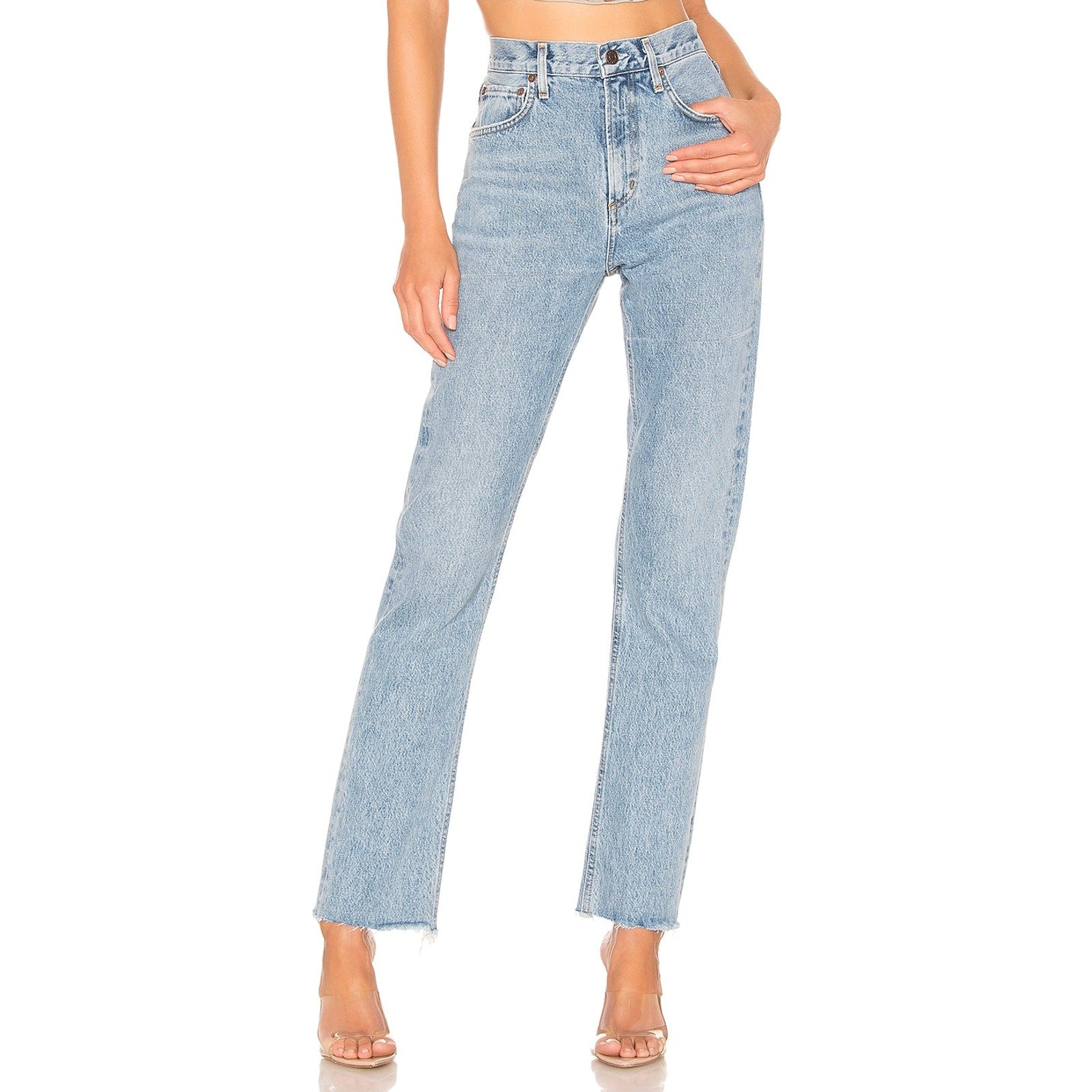 Agolde 'Cherie' Blue High Rise Straight Denim Jean Size 25