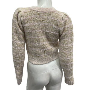 Loveshackfancy Tweed Cream Puff Pink Saxson Cardigan Size XS