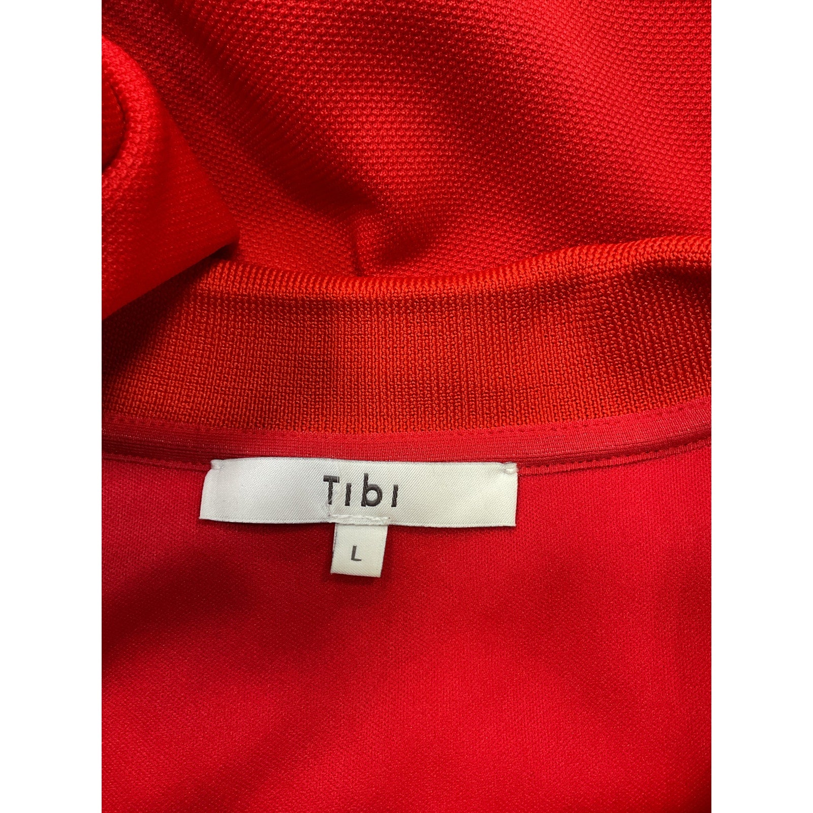 Tibi 'Luxe' Red Polyamide Pique Polo Shirt Size L