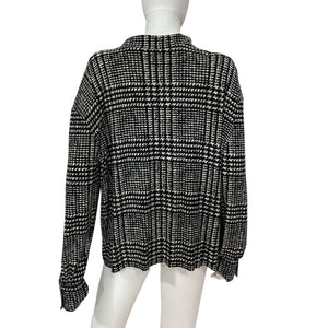 Norma Kamali Oversized Large Glenn Plaid Tweed Boyfriend Shirt Size XS