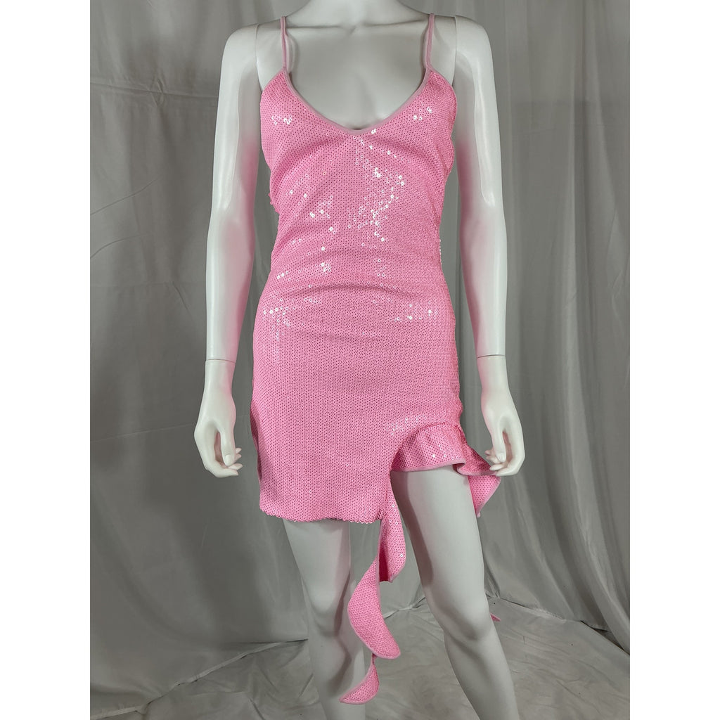 David Koma 'Ruffle' Pink Arch Leg Cut Out Cami Mini Dress Size 6