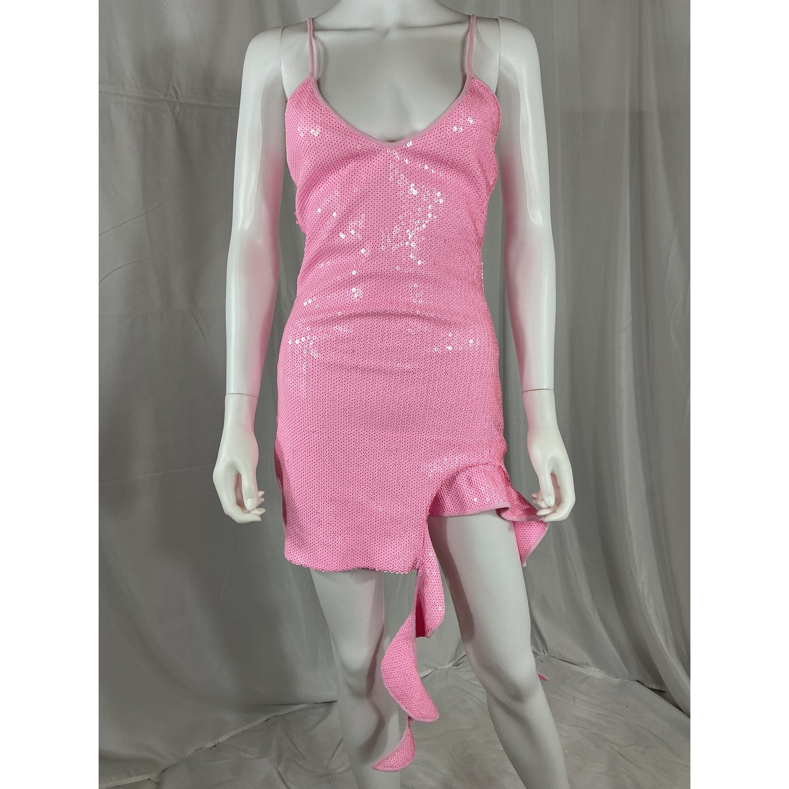 David Koma 'Ruffle' Pink Arch Leg Cut Out Cami Mini Dress Size 6
