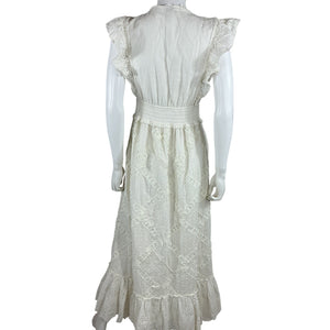 Hemant And Nandita Embroidered White Ruby Maxi Dress Size M