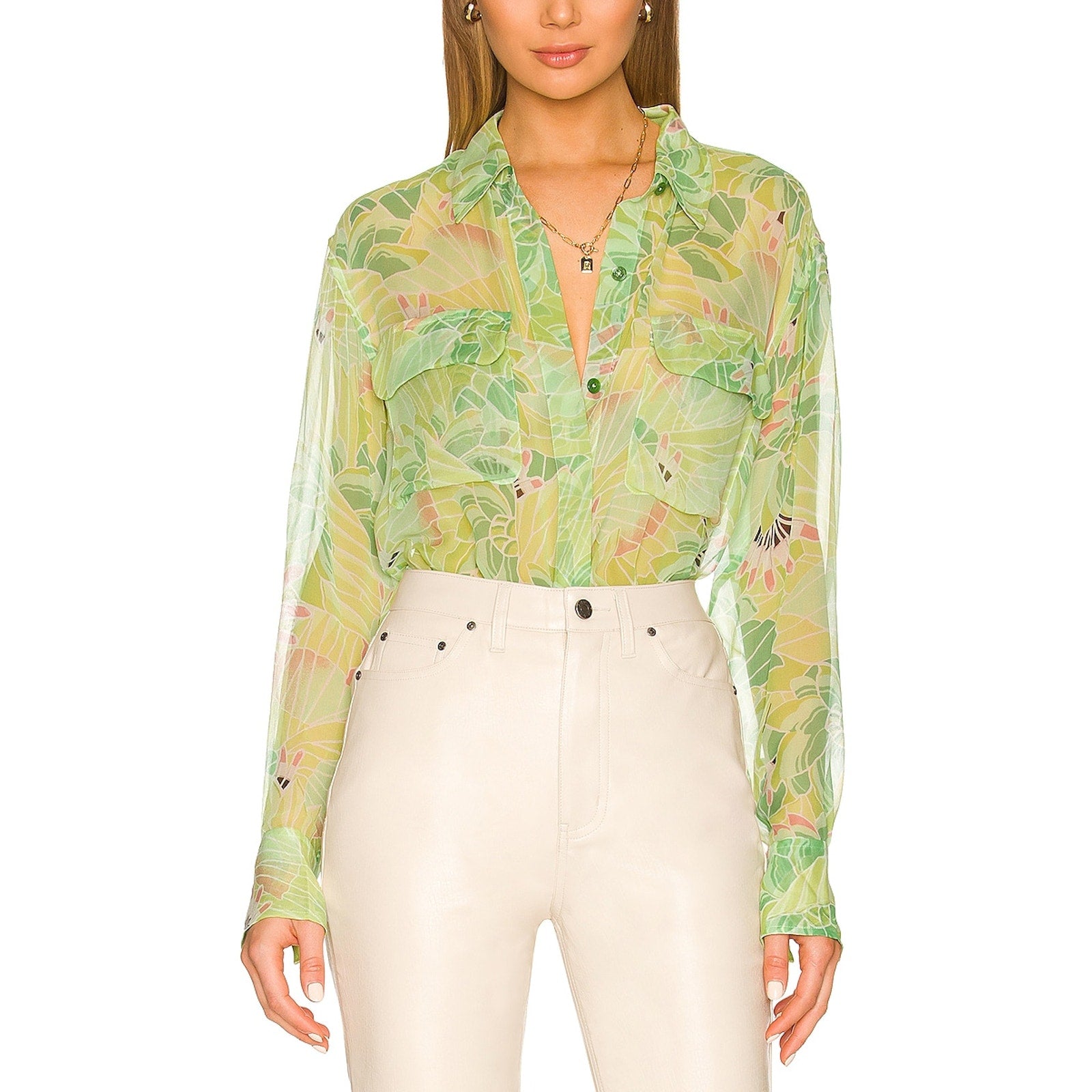 Equipment 'Melanni' Green Silk Blouse Size M